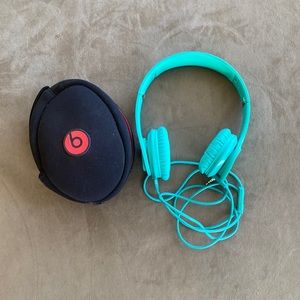 Beats by dr. Dre. Teal headphones. With case